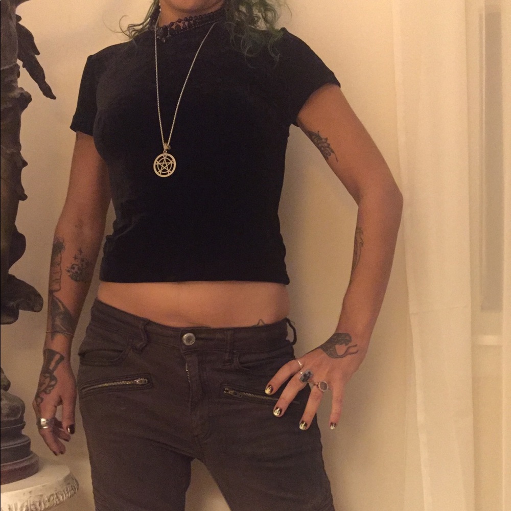 BCBG Velvet Sexy Gothic Punk Top
